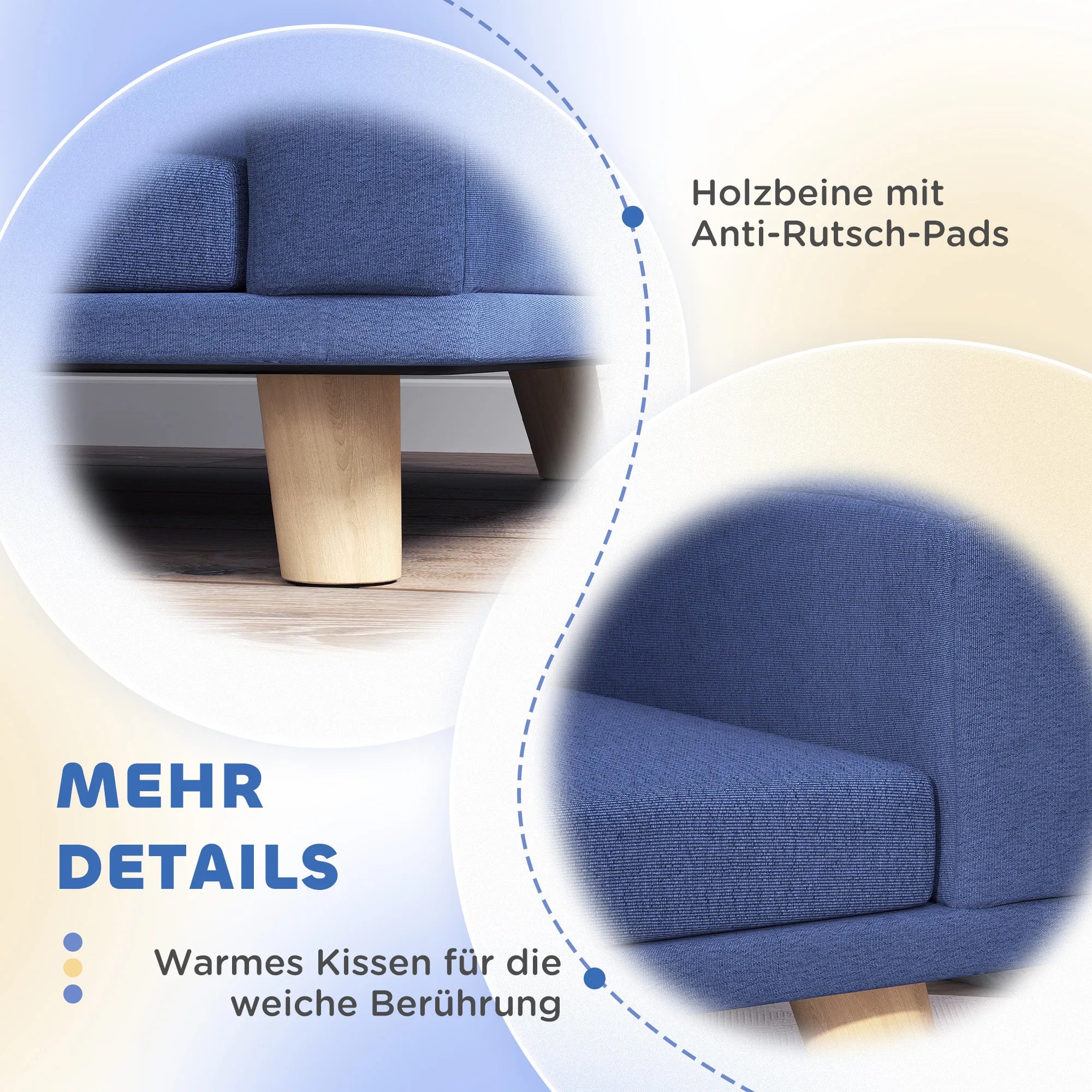Šunų sofa su pagalve, iki 30 kg, mėlyna