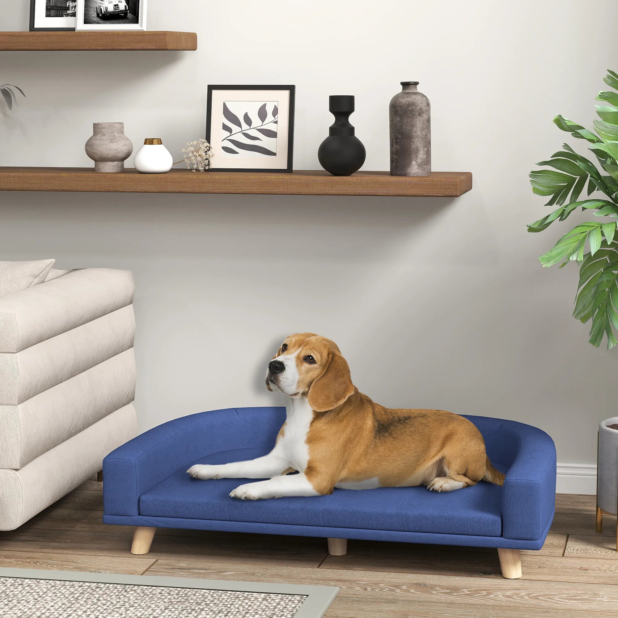Šunų sofa su pagalve, iki 30 kg, mėlyna
