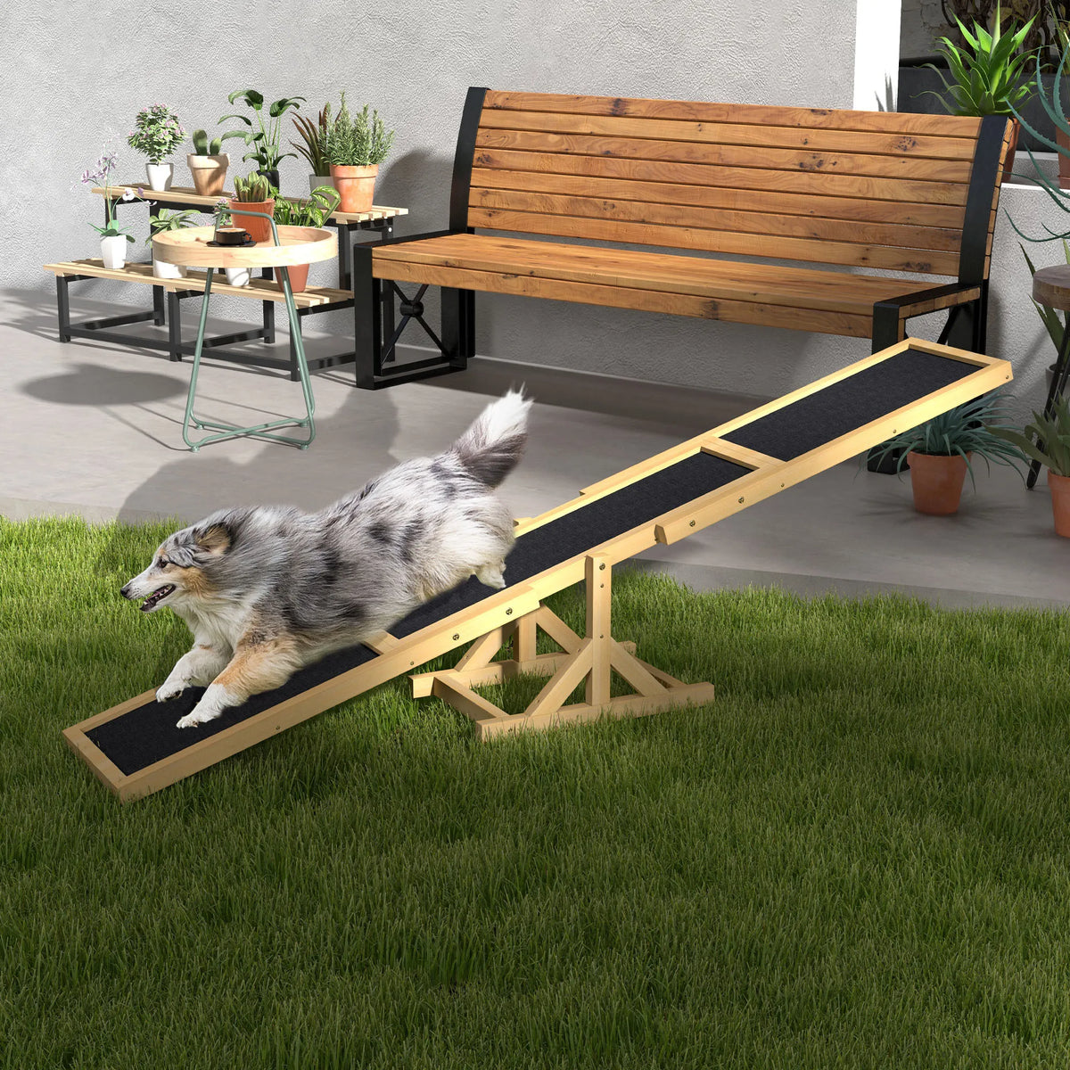 Šunų sūpynės agility treniruotėms, neslidžios, iki 30 kg, geltonos