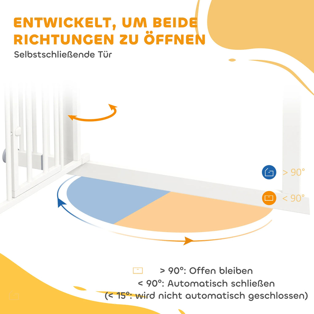 Šunų užtvaros, dvigubas užraktas, savaime užsidarančios durys, 104 cm aukščio, plieninės, baltos spalvos