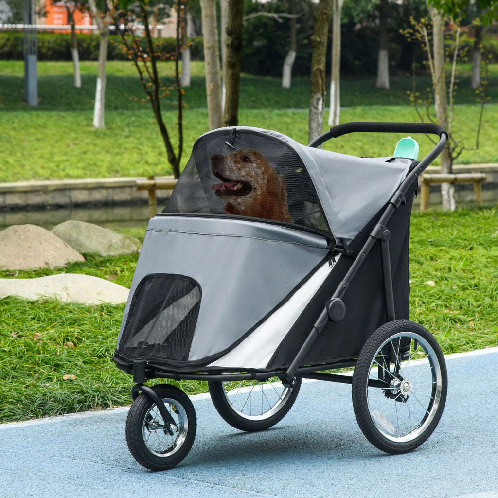 Šunų vežimėlis, sulankstomas, iki 30 kg, pilkas