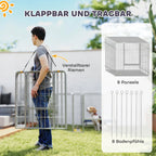 Šunų voljeras, 8 dalių aptvaras, sulankstomas, plieninis, sidabrinis