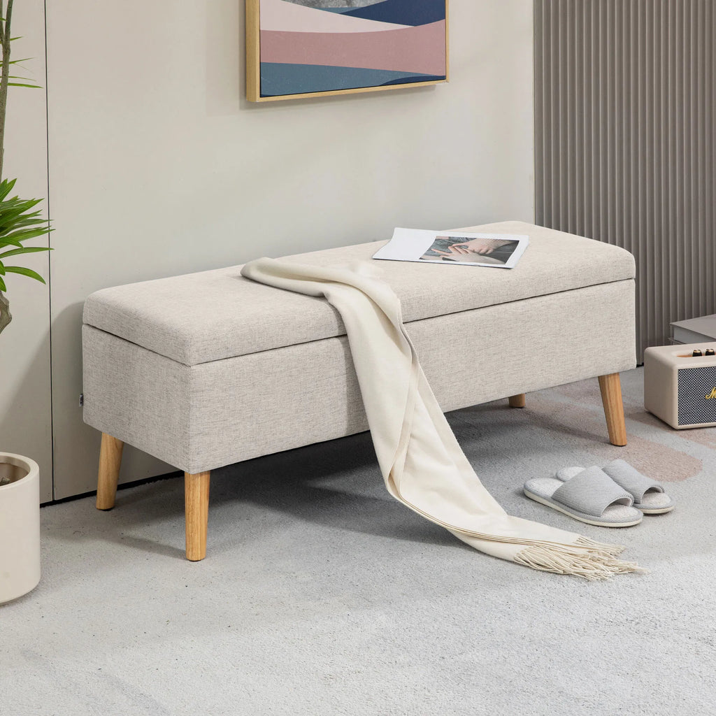 Suolas su daiktadėže, 110 × 39 × 45 cm, smėlio spalvos