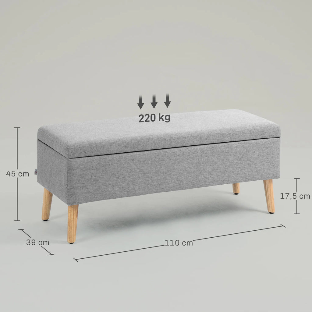 Suolas su daiktadėže, talpus, iki 220 kg, 110x39x45 cm, pilkas