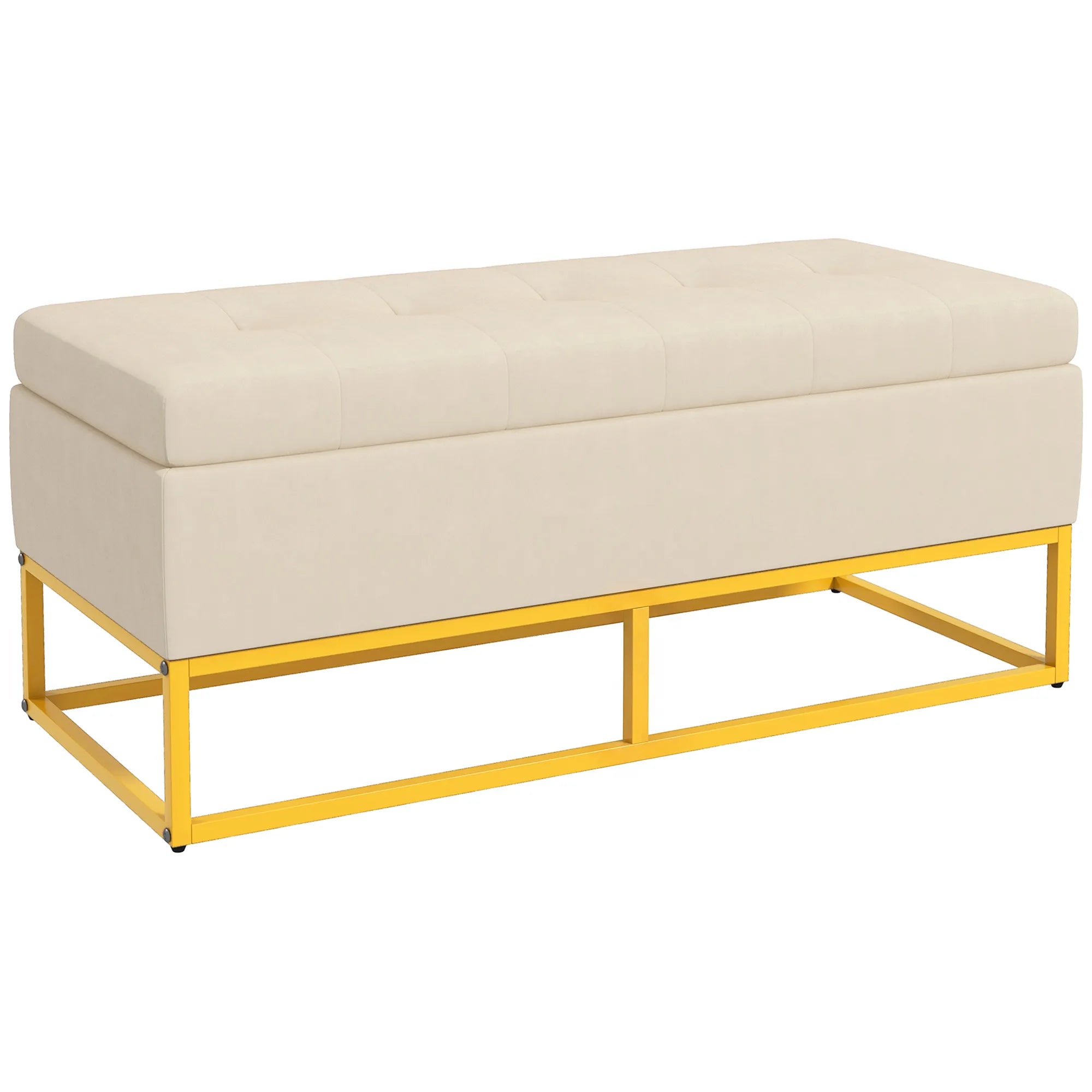 Suoliukas su daiktadėže, 110 cm, smėlio spalvos