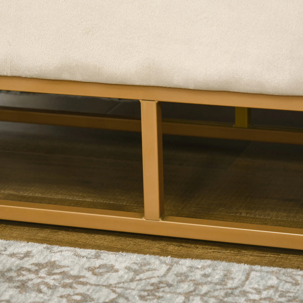 Suoliukas su daiktadėže, 110 cm, smėlio spalvos