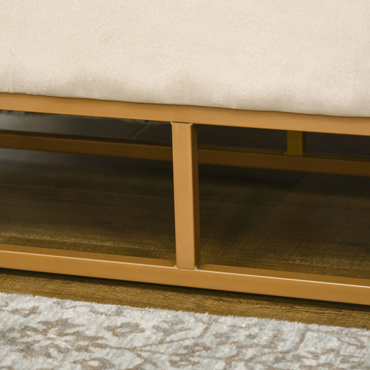 Suoliukas su daiktadėže, 110 cm, smėlio spalvos