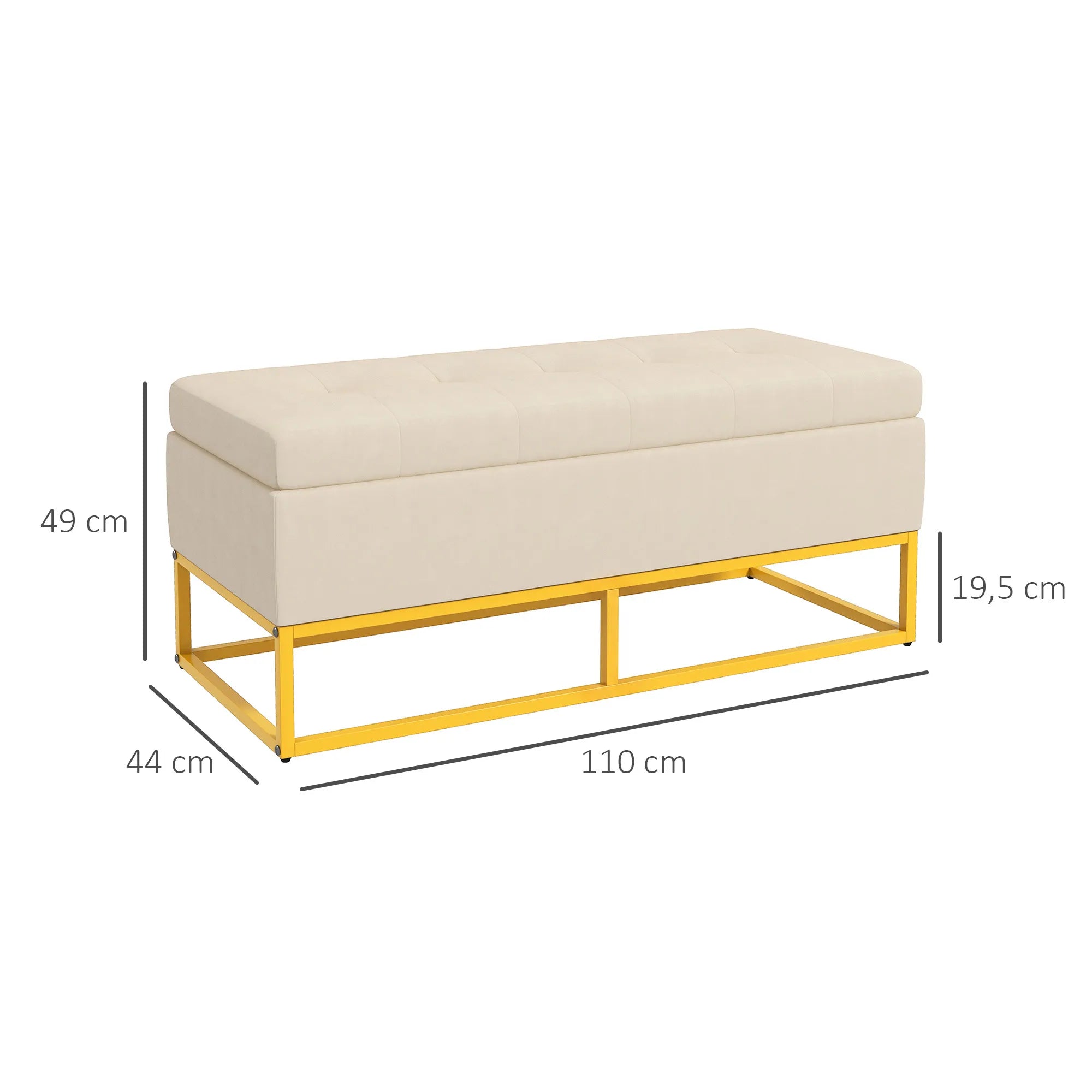 Suoliukas su daiktadėže, 110 cm, smėlio spalvos