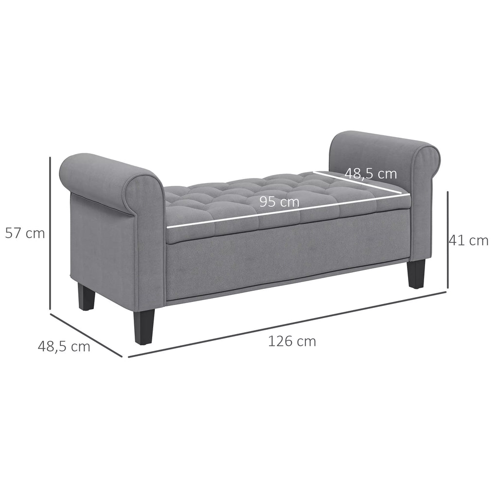 Suoliukas su daiktadėže, 126 cm, pilkas