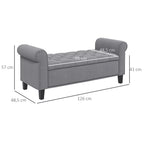 Matmenų schema centimetrais: ilgis 126 cm, plotis 48,5 cm, aukštis 57 cm