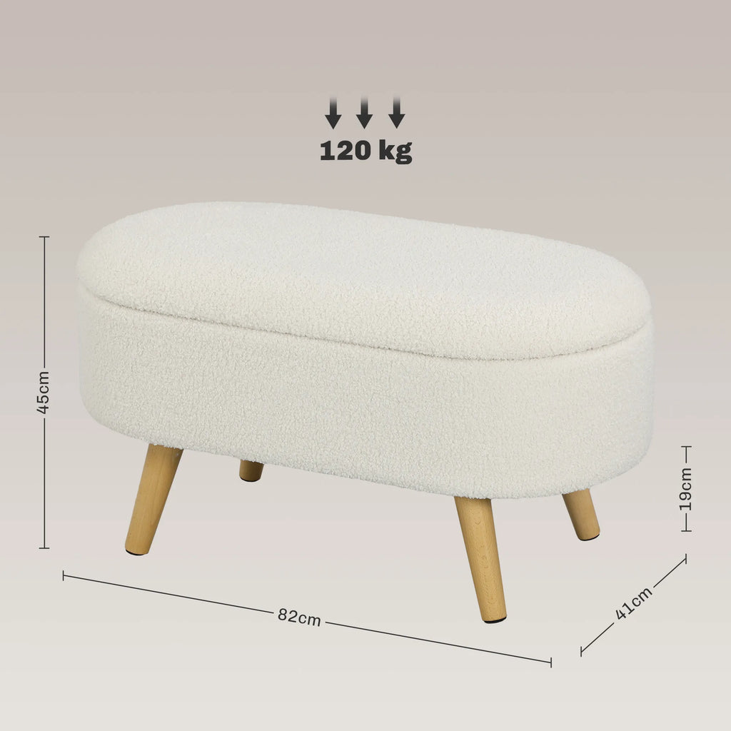 Suoliukas su daiktadėže, 82 cm, baltas