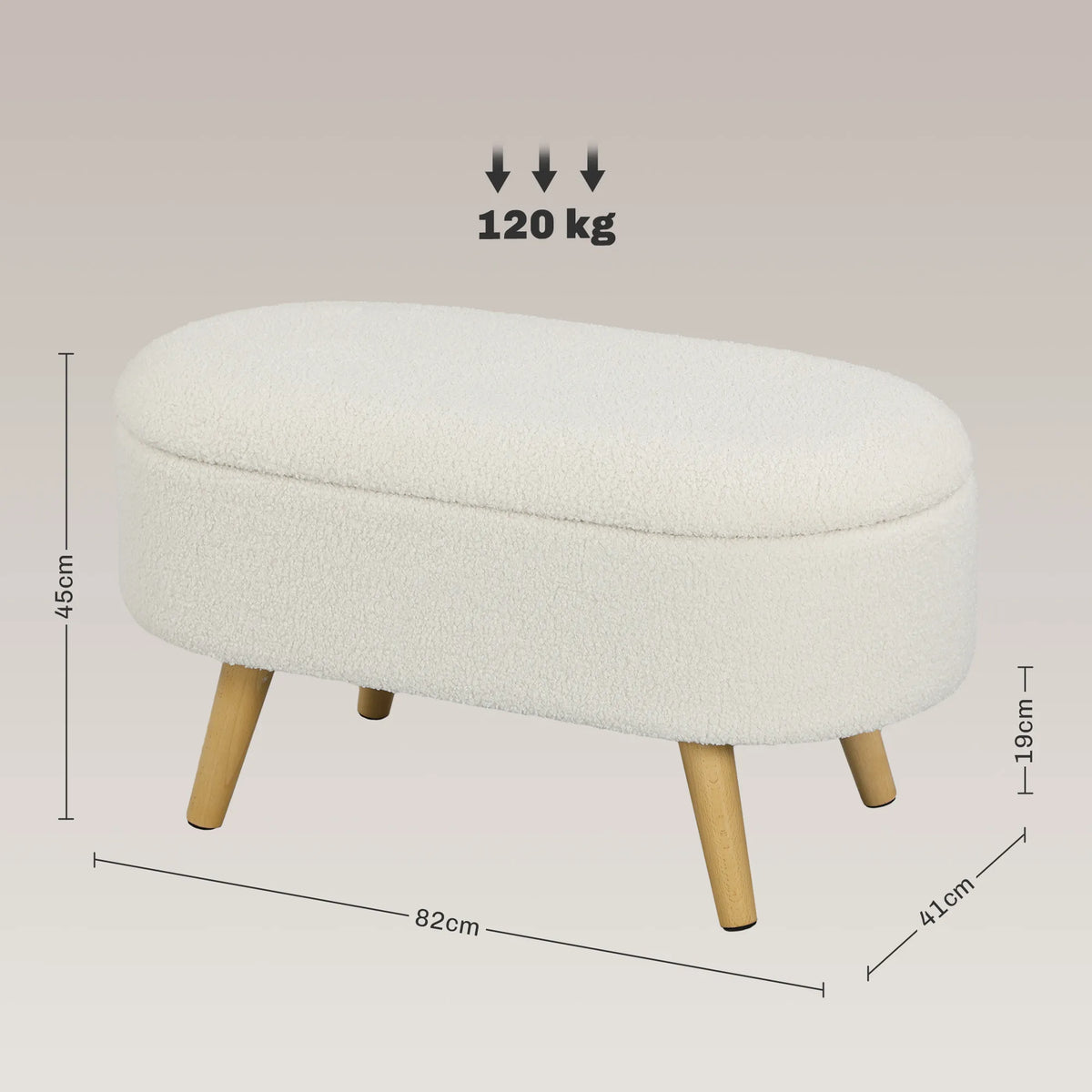 Suoliukas su daiktadėže, 82 cm, baltas
