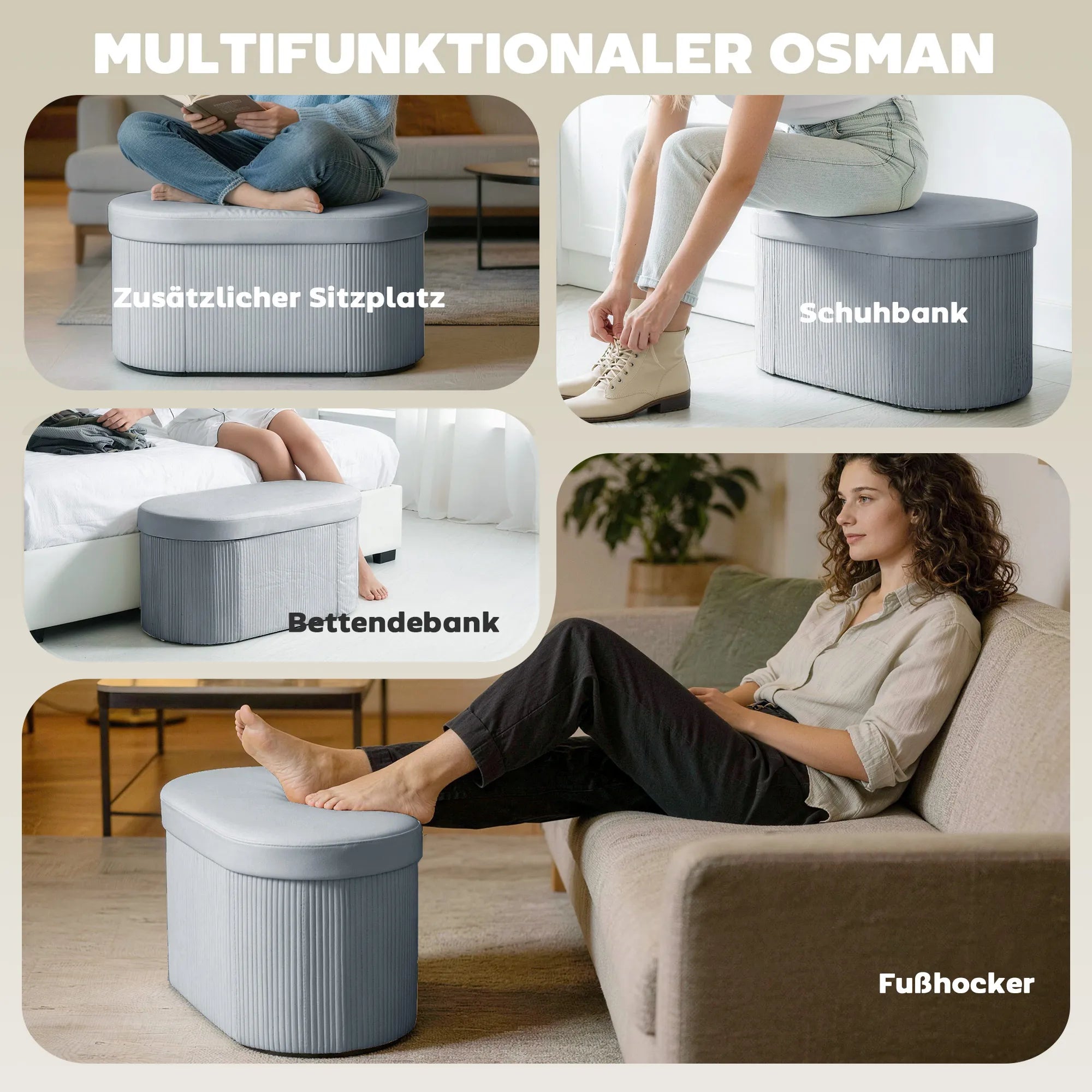 Suoliukas su dėže daiktams sulankstomas 72 l tamsiai pilkas