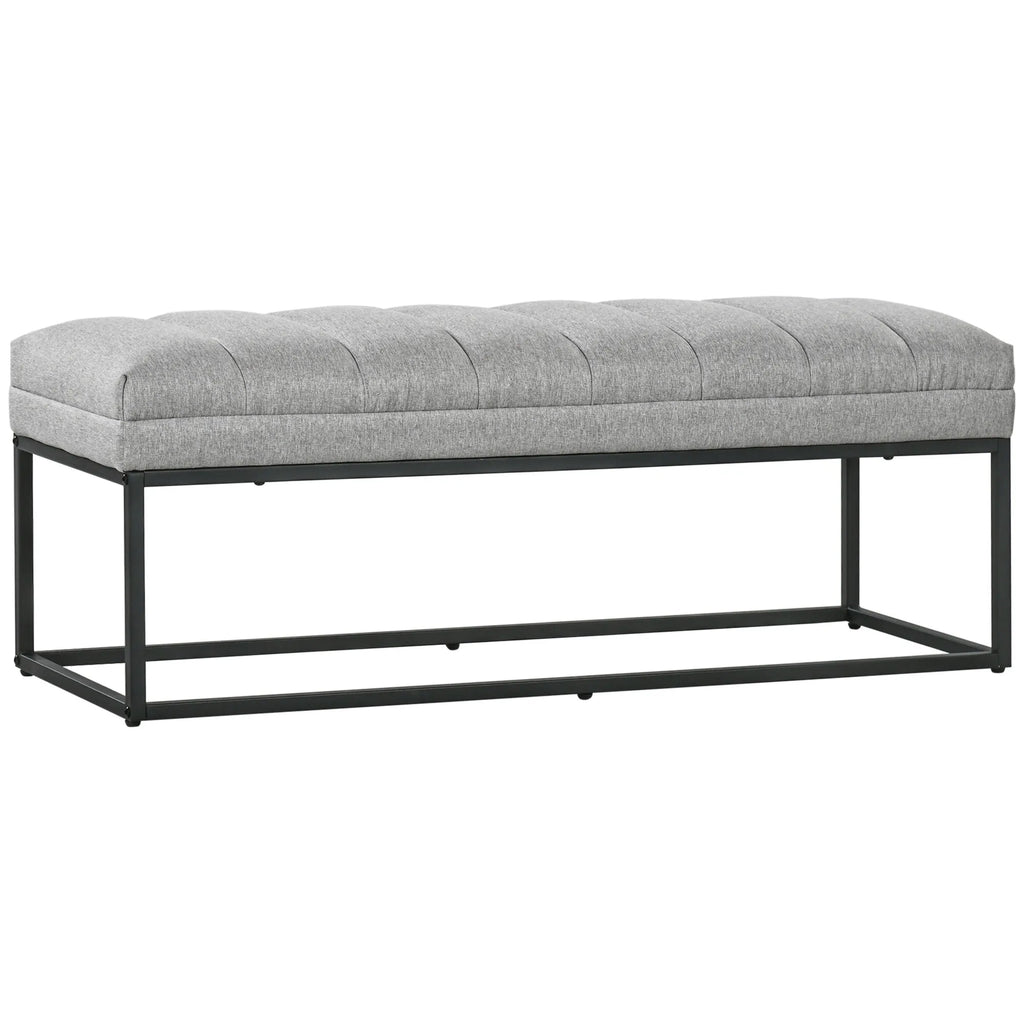 Suoliukas su metalinėmis kojomis, 120 cm, šviesiai pilkas
