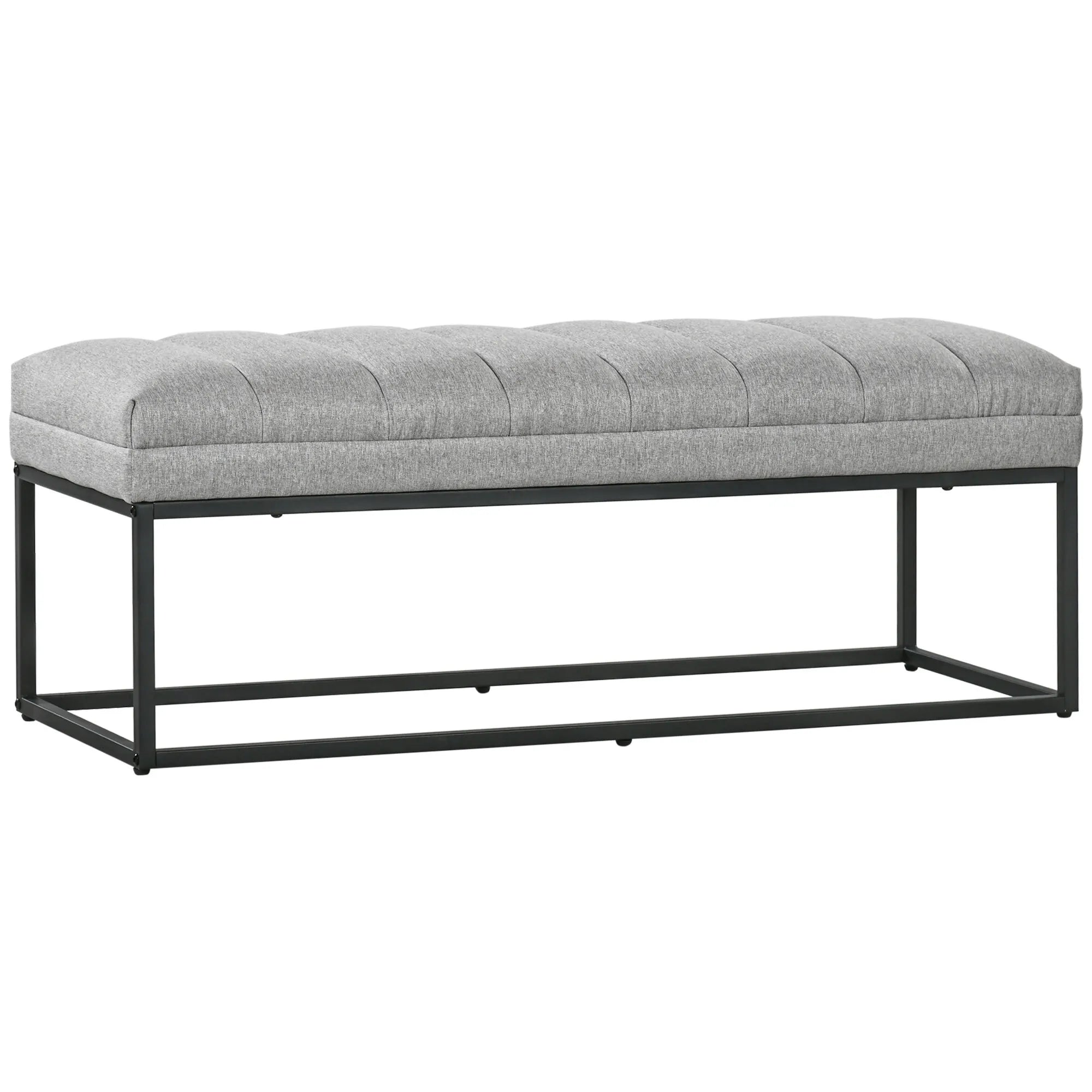 Suoliukas su metalinėmis kojomis, 120 cm, šviesiai pilkas