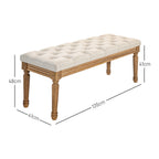 Suoliukas su paminkštinimu, vintažinio stiliaus, 120 cm, kreminės spalvos