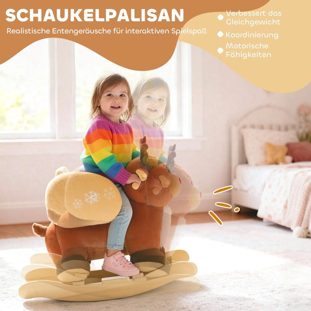 Supamasis žaislas šiaurės elnias, 18–36 mėn. vaikams, rudas