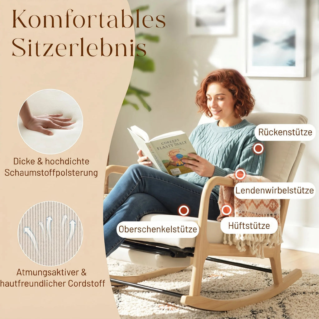 Supamoji kėdė su reguliuojamu atlošu ir kojų atrama, kreminės spalvos