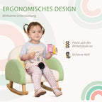 Sūpynės kėdė mažiems vaikams Mielas dizainas, dirbtinė avikailio oda, eukalipto mediena Žalia + geltona smėlio spalva