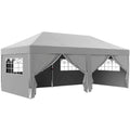 Surenkama pavėsinė-paviljonas, greito surinkimo komplektas su langais ir užtrauktukais, plienas ir poliesteris, 6x3 m, pilkas