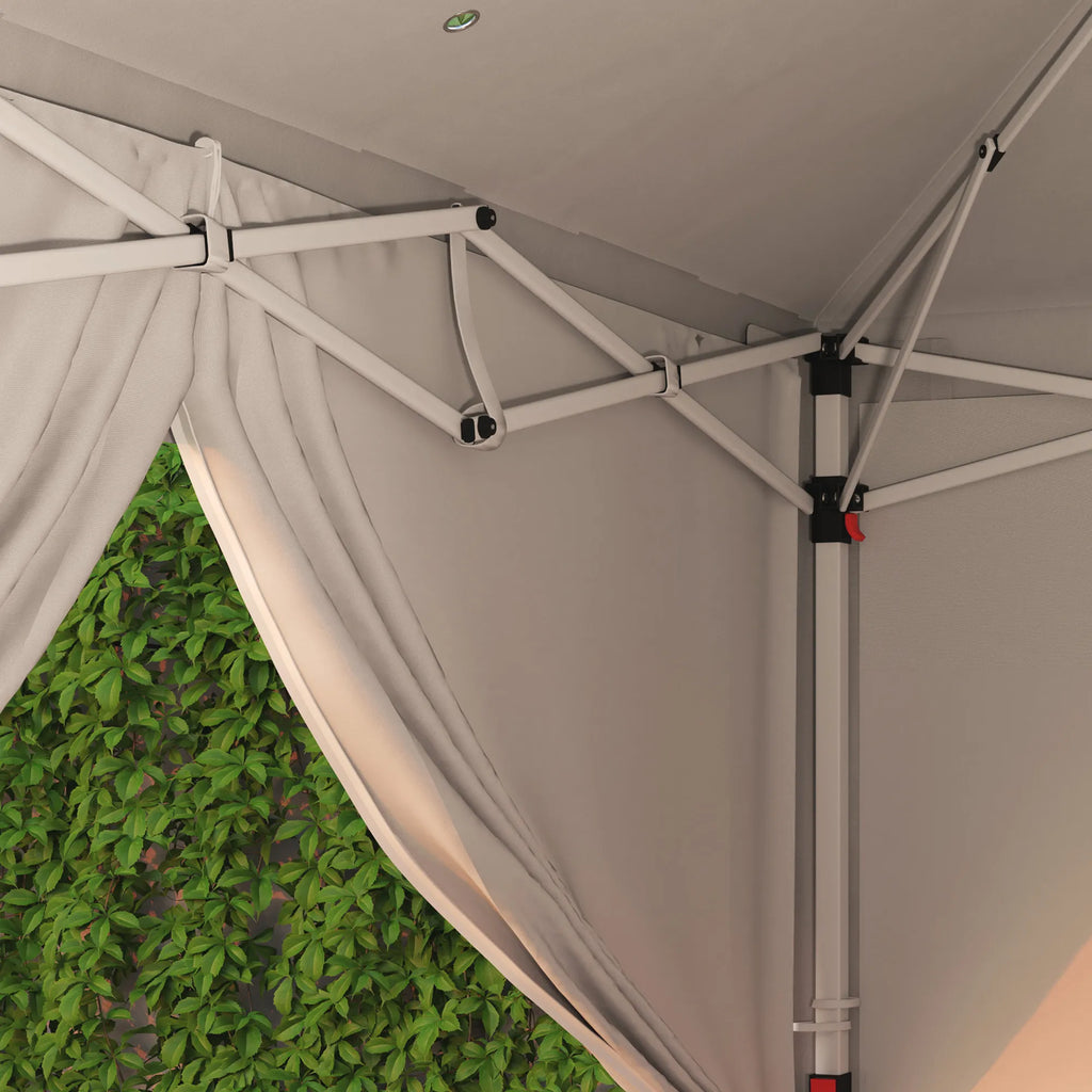 Surenkama pavėsinė-paviljonas, stabilus 6 dalių palapinės komplektas su langais ir užtrauktukais, plienas ir poliesteris, 6x3 m, balta