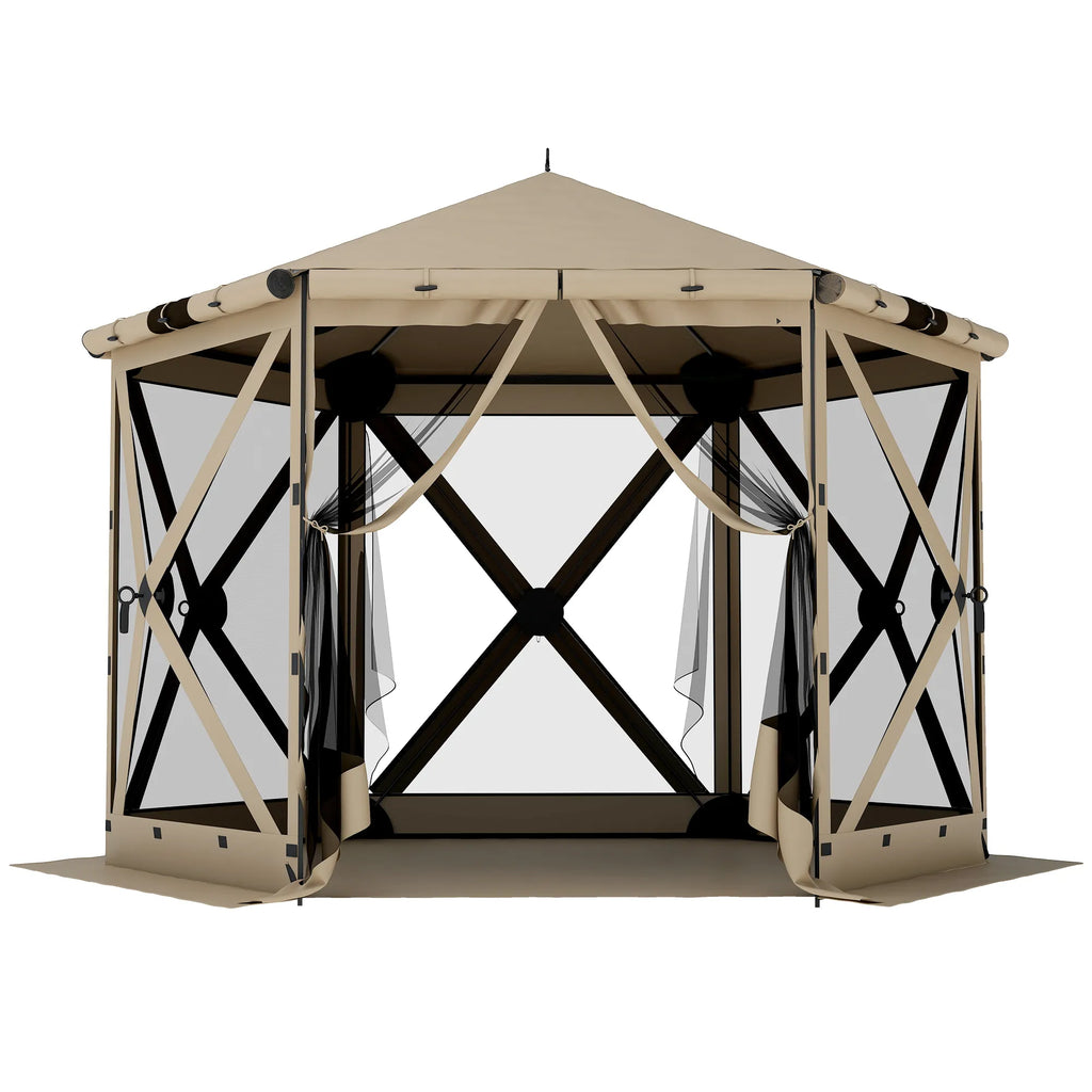 Surenkamas paviljono palapinė su tinkleliu nuo vabzdžių, 300 cm, chaki