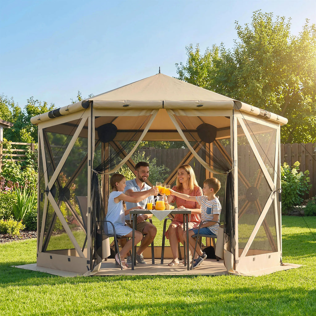 Surenkamas paviljono palapinė su tinkleliu nuo vabzdžių, 300 cm, chaki