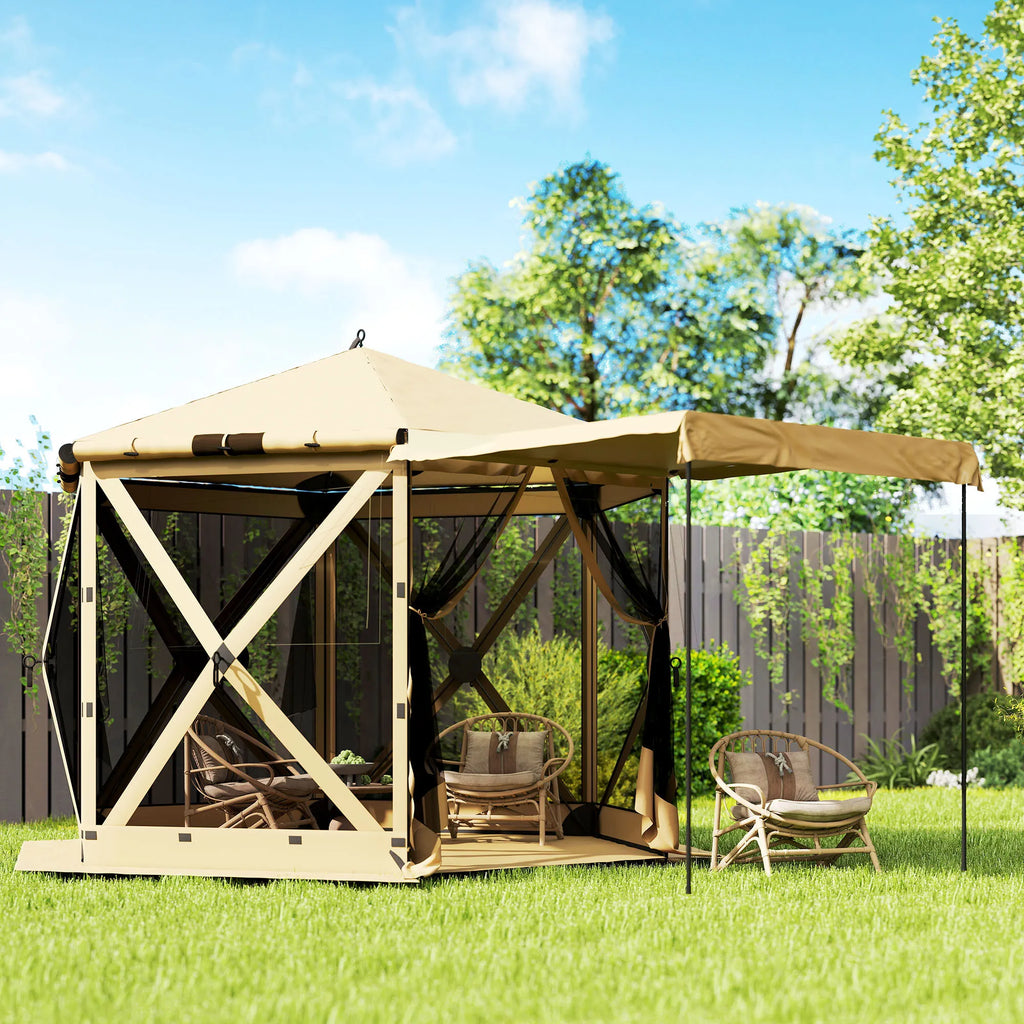 Surenkamas paviljono palapinė su tinkleliu nuo vabzdžių, 300 cm, chaki