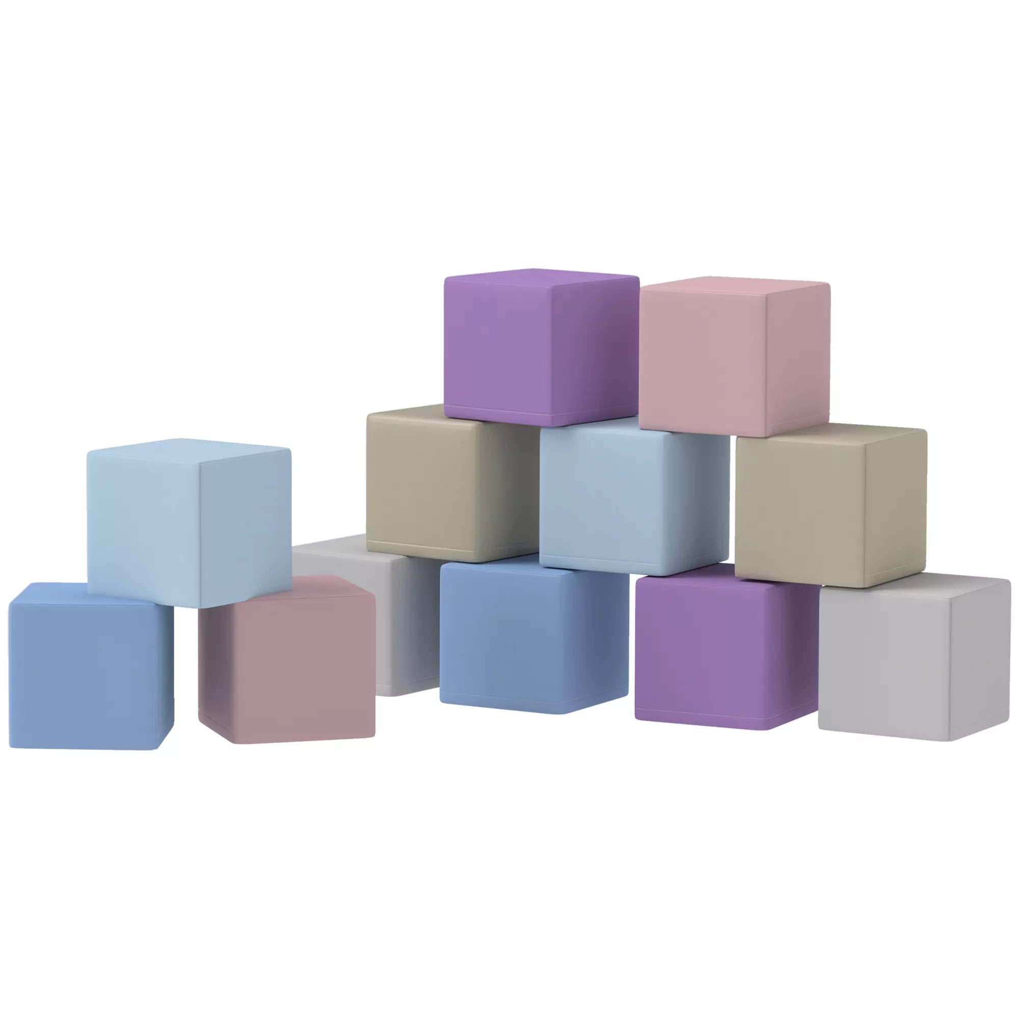 Minkšti blokai, 12 kubų, kiekvienas 20 x 20 x 20 cm, lengvai prižiūrimi, saugūs vaikams, skirti 1–3 metų vaikams, dirbtinė oda