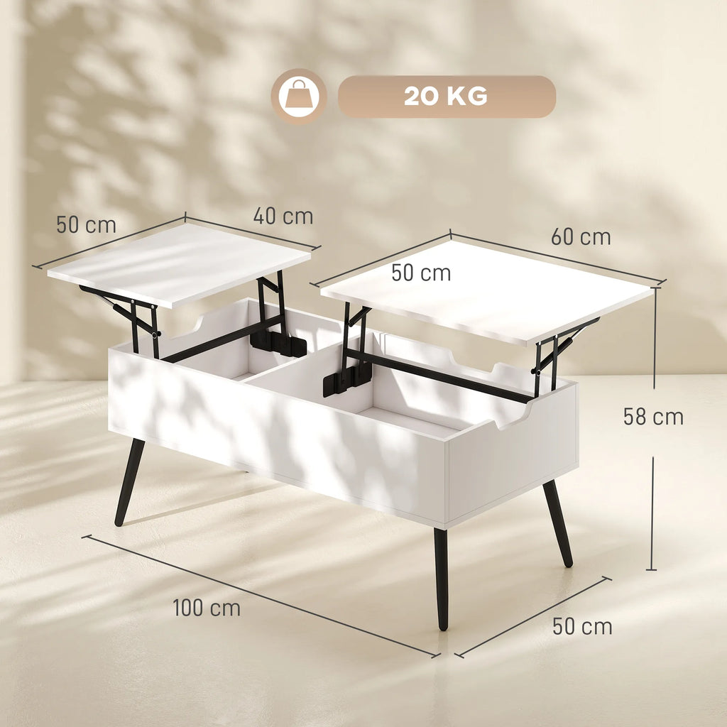 Staliuko matmenų schema: 100 x 50 cm pagrindas, 58 cm aukštis, 20 kg apkrova