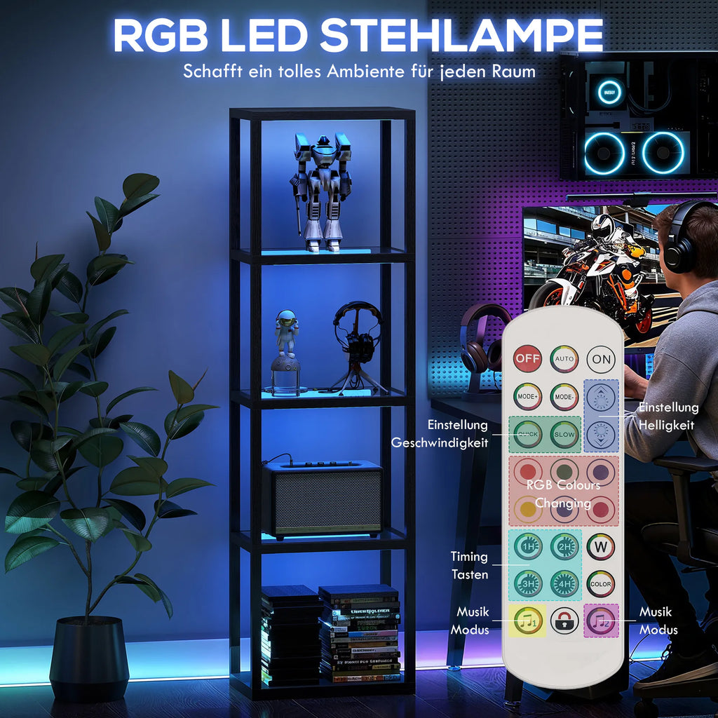 Šviestuvas-lentyna RGB su nuotolinio valdymo pulteliu, 157 cm, juodas