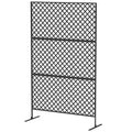 Lauko erdvės skirstytuvas, metalinis sieninis ekranas terasai, verandai, sodui, laisvai stovintis grotelės, plienas, juodas