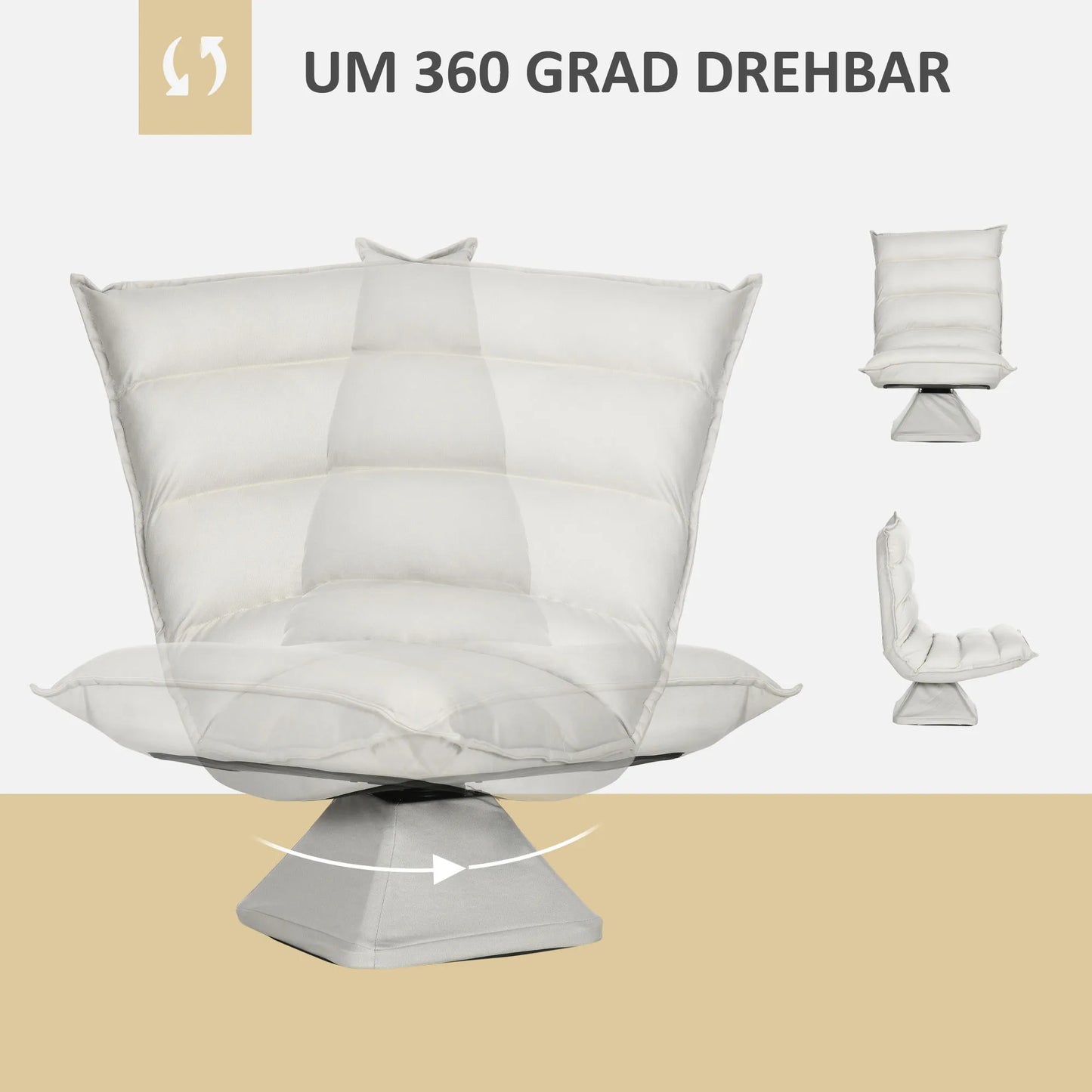 Fotelis, besisukantis, reguliuojamo atlošo, odos imitacijos, plieninis rėmas, šviesiai pilkas, 62 x 70 x 95 cm