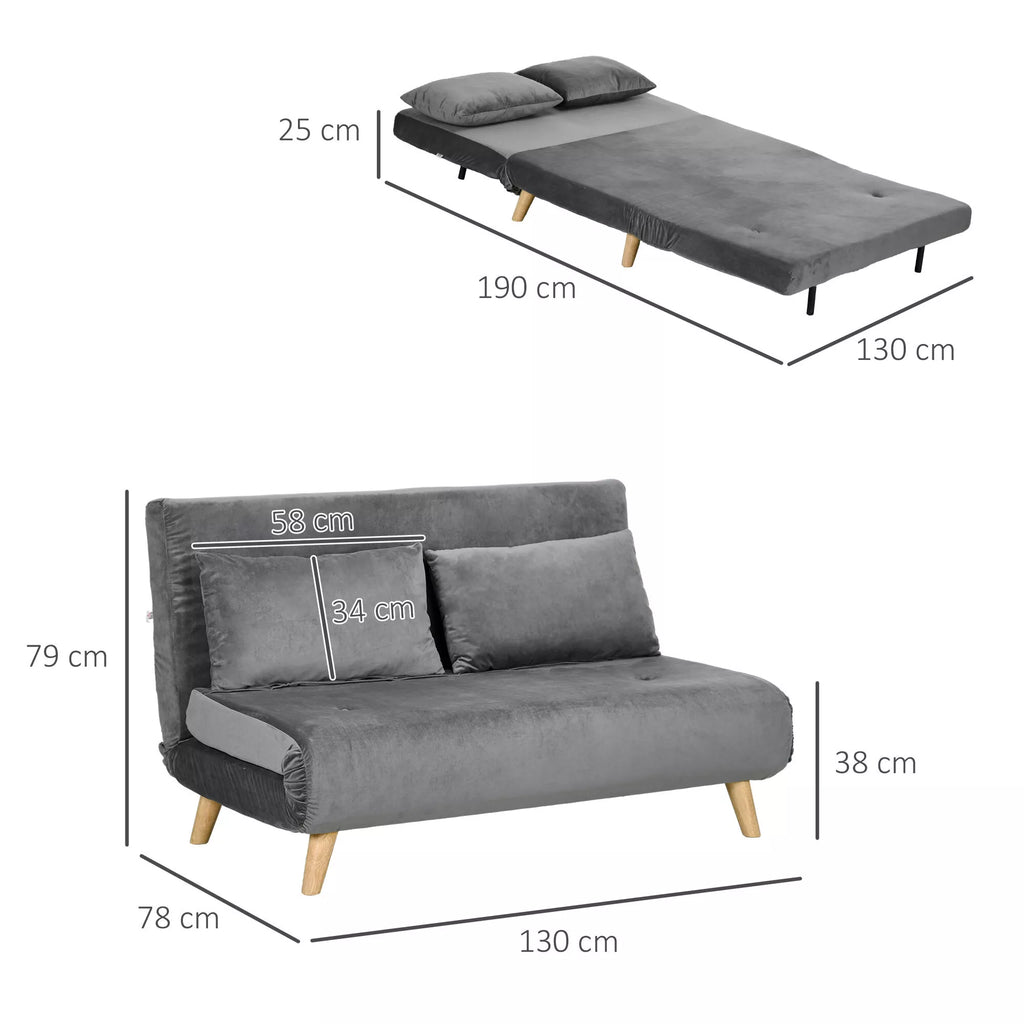 Sofa-lova su reguluojamu atlošu, 130 cm, pilka