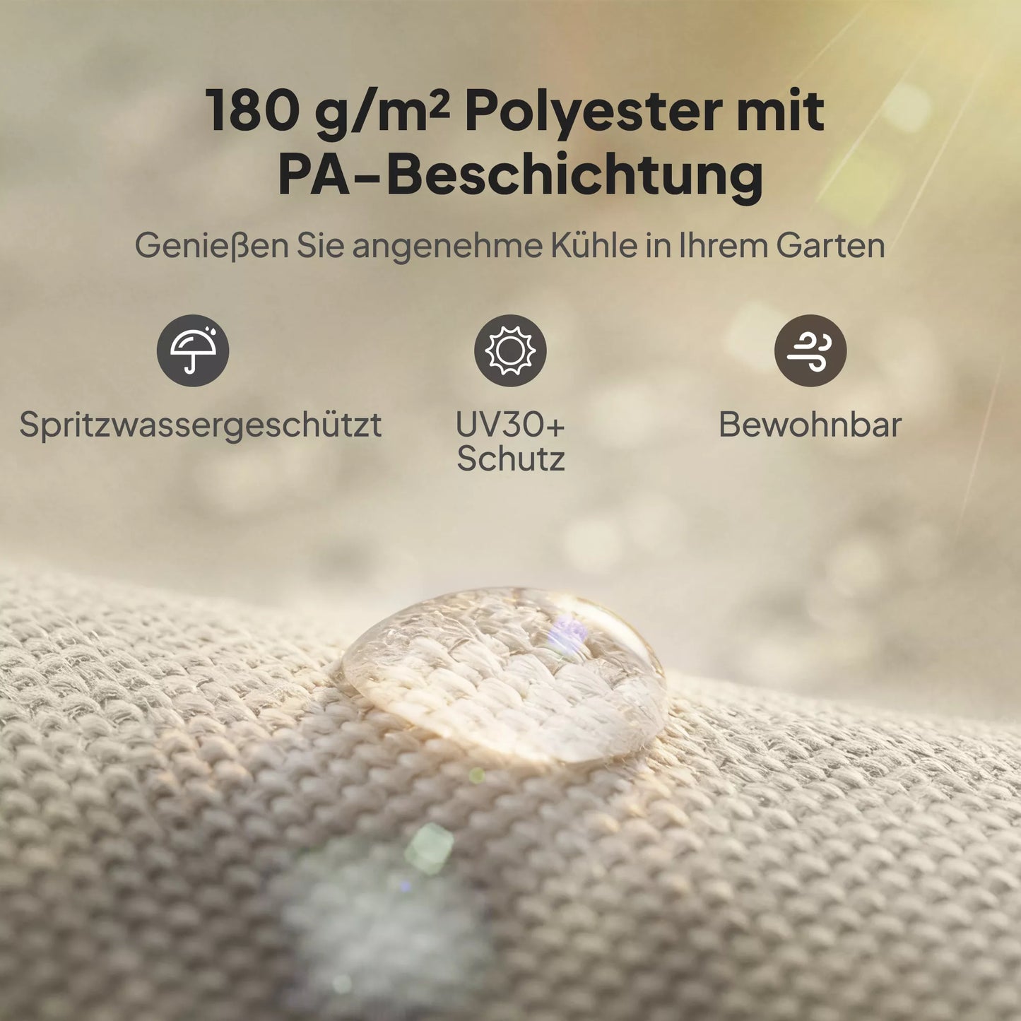 Pergolos stogas, keičiamas su UV apsauga, poliesteris, 3x3 m, kreminis