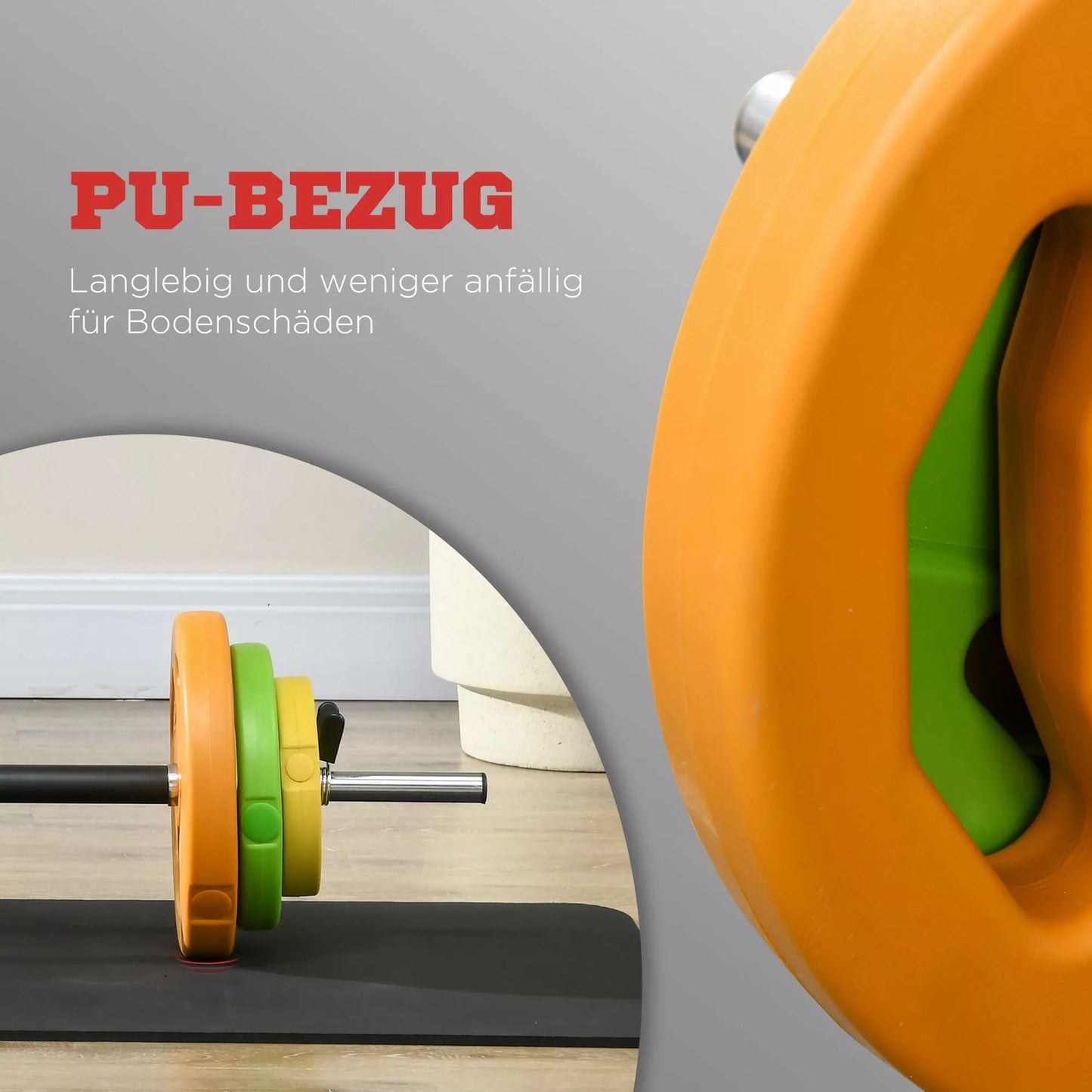 20 kg hantelių rinkinys, iš ketaus, su jungiamuoju vamzdžiu, neslystančia rankena, daugiaspalvis