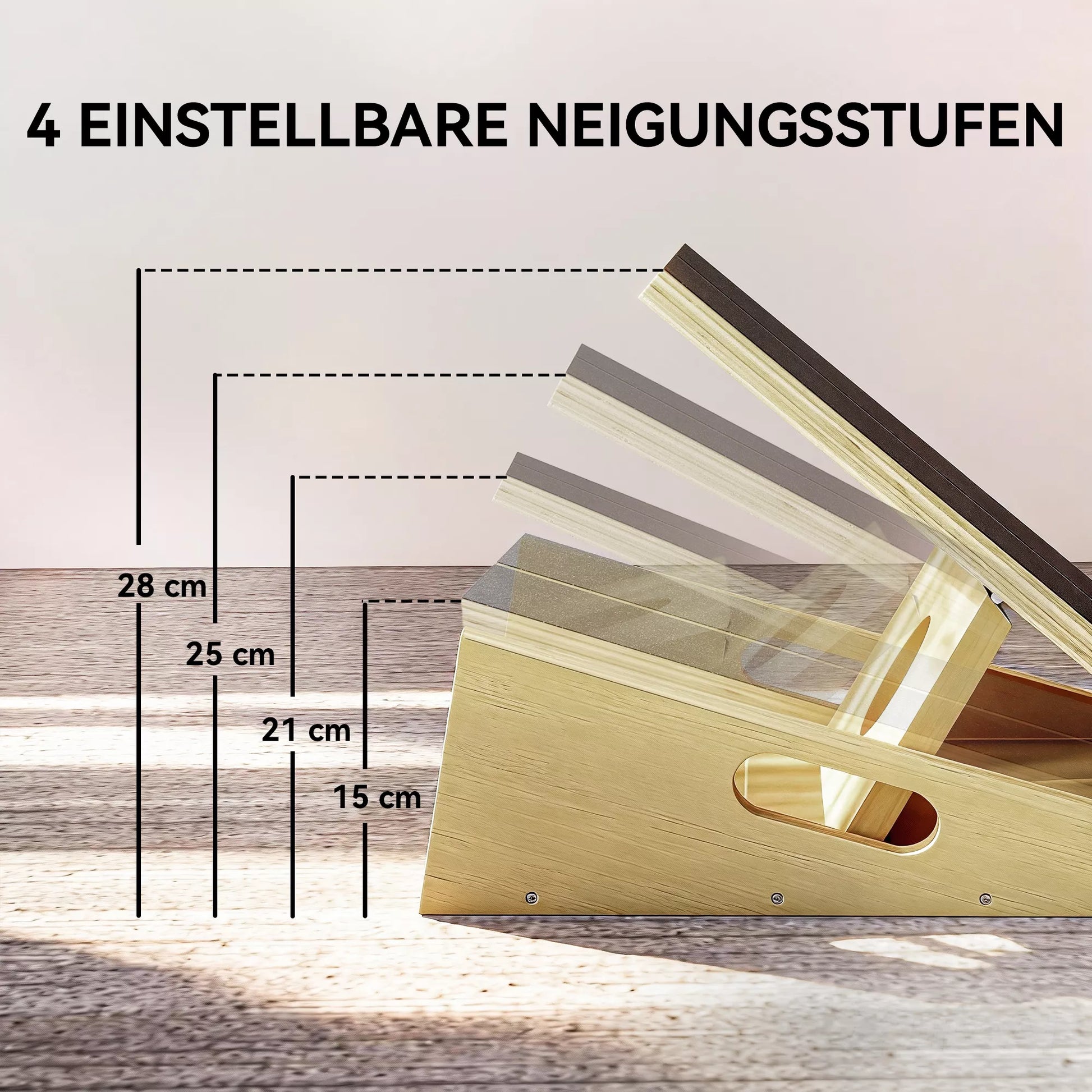 Pasvirusi lenta atpalaiduojantiems pratimams, 4 reguliuojami kampai, neslystanti, medinė