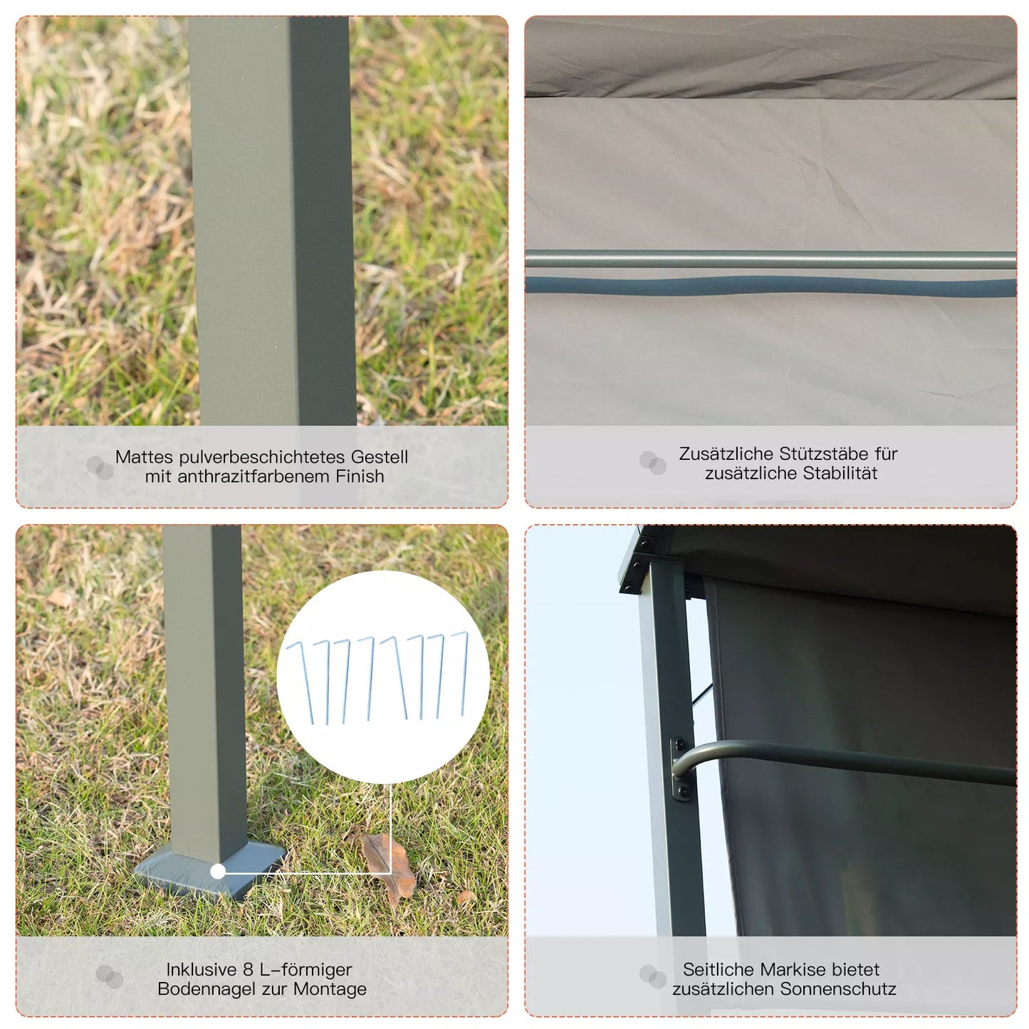 Grilio pavėsinė su ugniai atspariu stogu, BBQ pavėsinė su 2 lentynomis, poliesteris, juoda, 218 x 138 x 216 cm