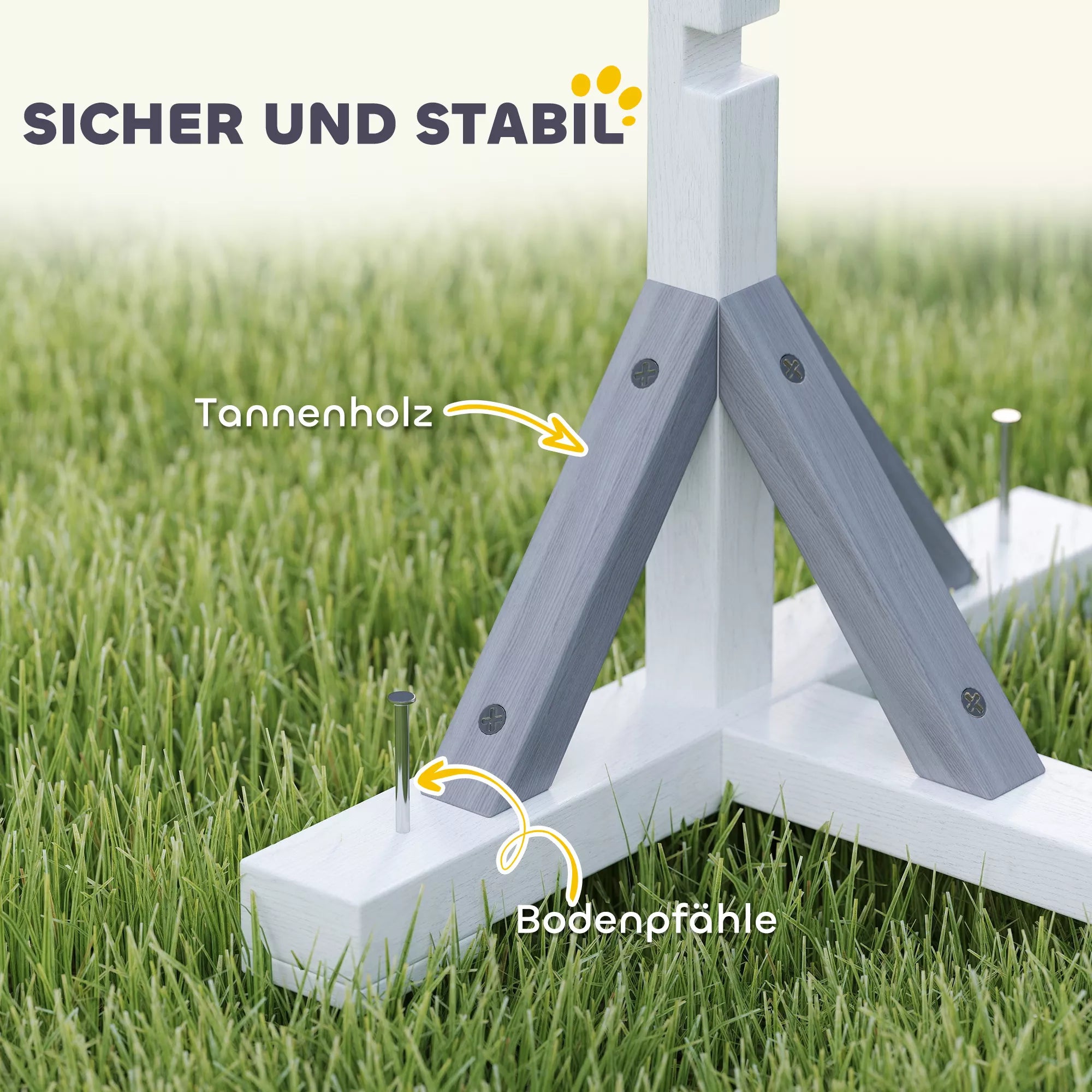 Agility rinkinys šunims, 4 dalių dresūros įranga su aukščio reguliuojamomis kliūtimis ir lanku, baltas