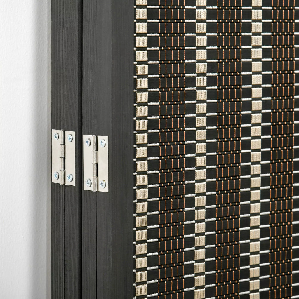 Kambario pertvara, sulankstoma, pušies mediena/bambukas, 180 x 180 cm, ruda/juoda