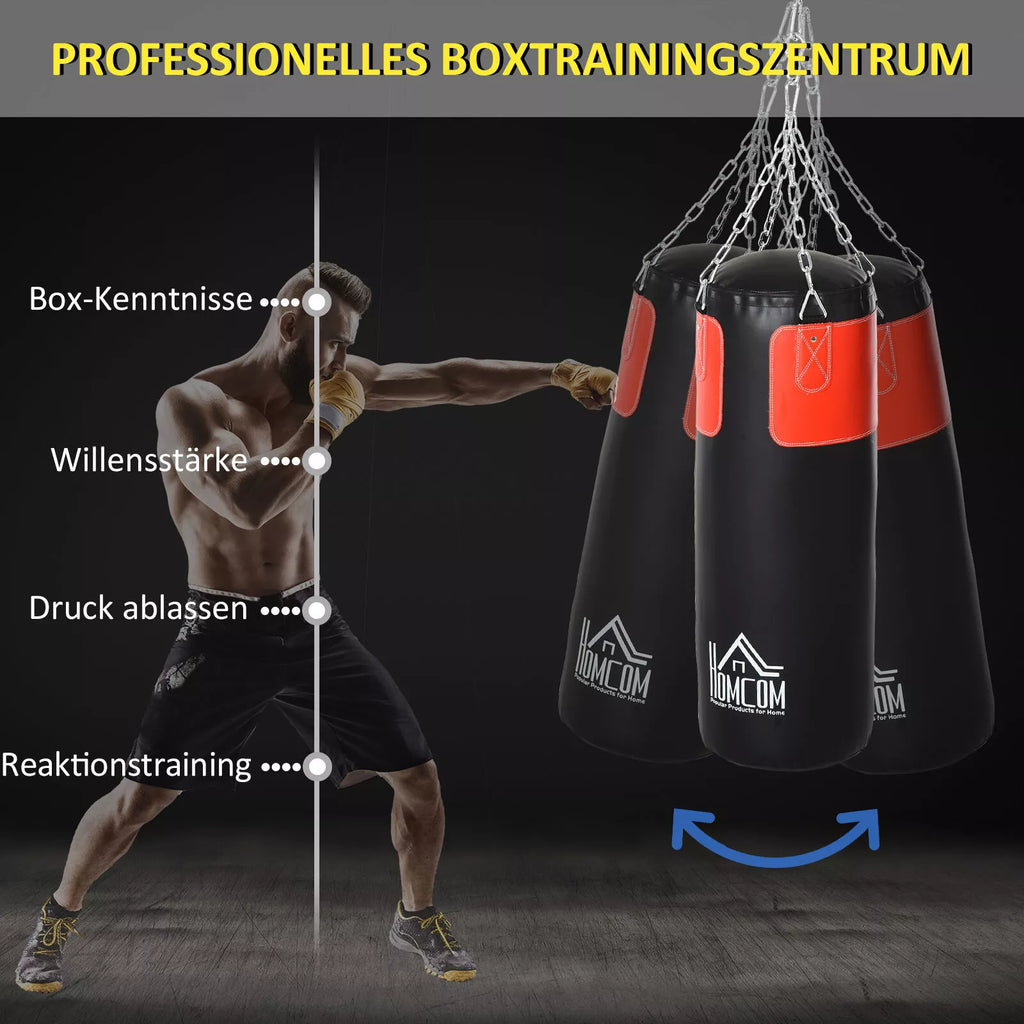 Boksavimo maišo rinkinys Bokso rinkinys su bokso pirštinėmis Užpildytas rinkinys suaugusiems Paaugliams Pakabinamas bokso maišas 16 kg Ø30 x 120 cm Juodas + raudonas