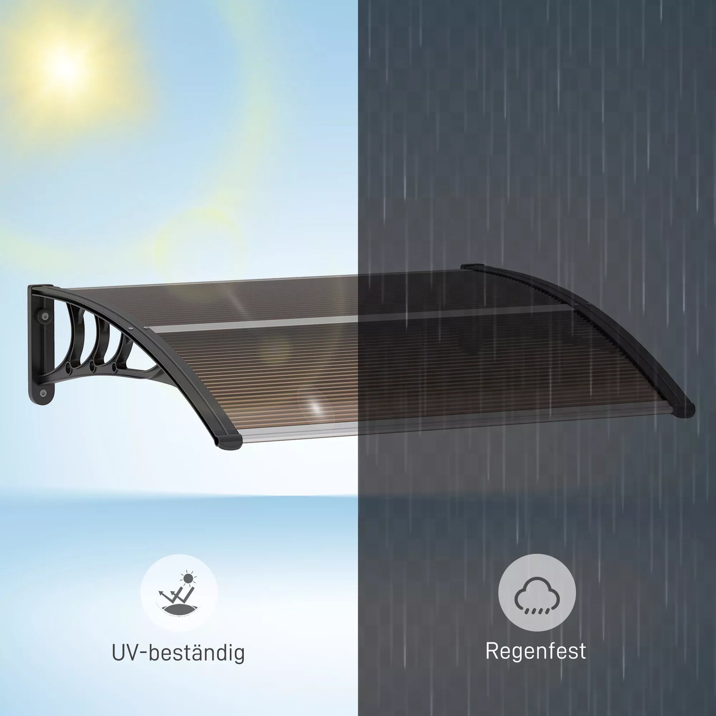 Stogelis virš durų 120 x 75 cm polikarbonatinis denginys pasviręs