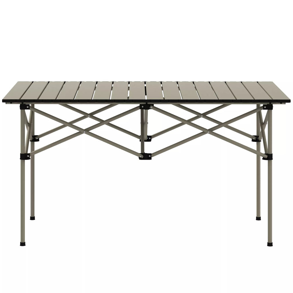 Kempingo stalas Sulankstomas stalas su suskleidžiamu stalviršiu Sodinis stalas iš aliuminio 2 asmenims 95 x 55 cm Chaki