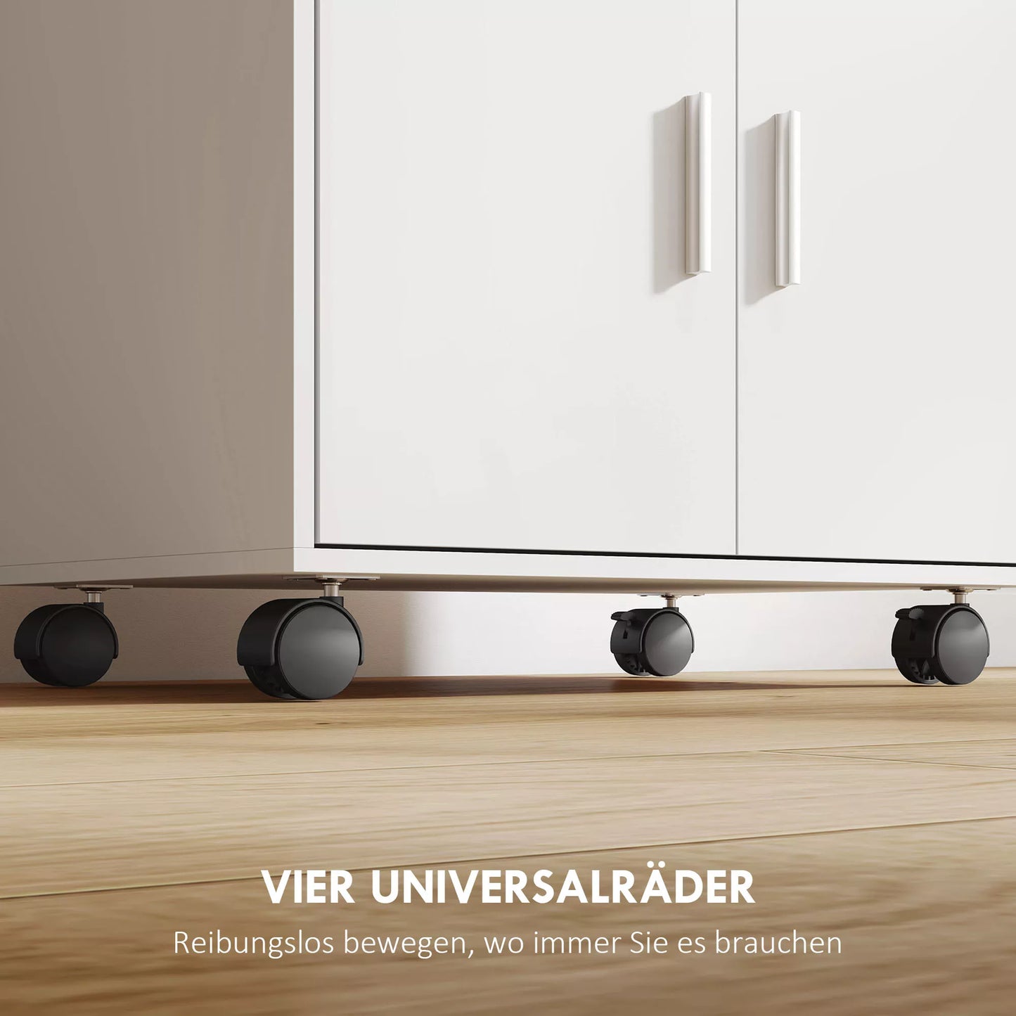 Spintelė mikrobangų krosnelei, lentyna, spintelė su dvigubomis durimis, stalčius, ratukai, balta