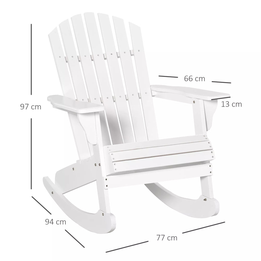 Adirondack sodo kėdė Sūpynės kėdė Sūpynės fotelis Sodo fotelis Sodo baldai Balkono kėdė Balta 77 x 94 x 97 cm