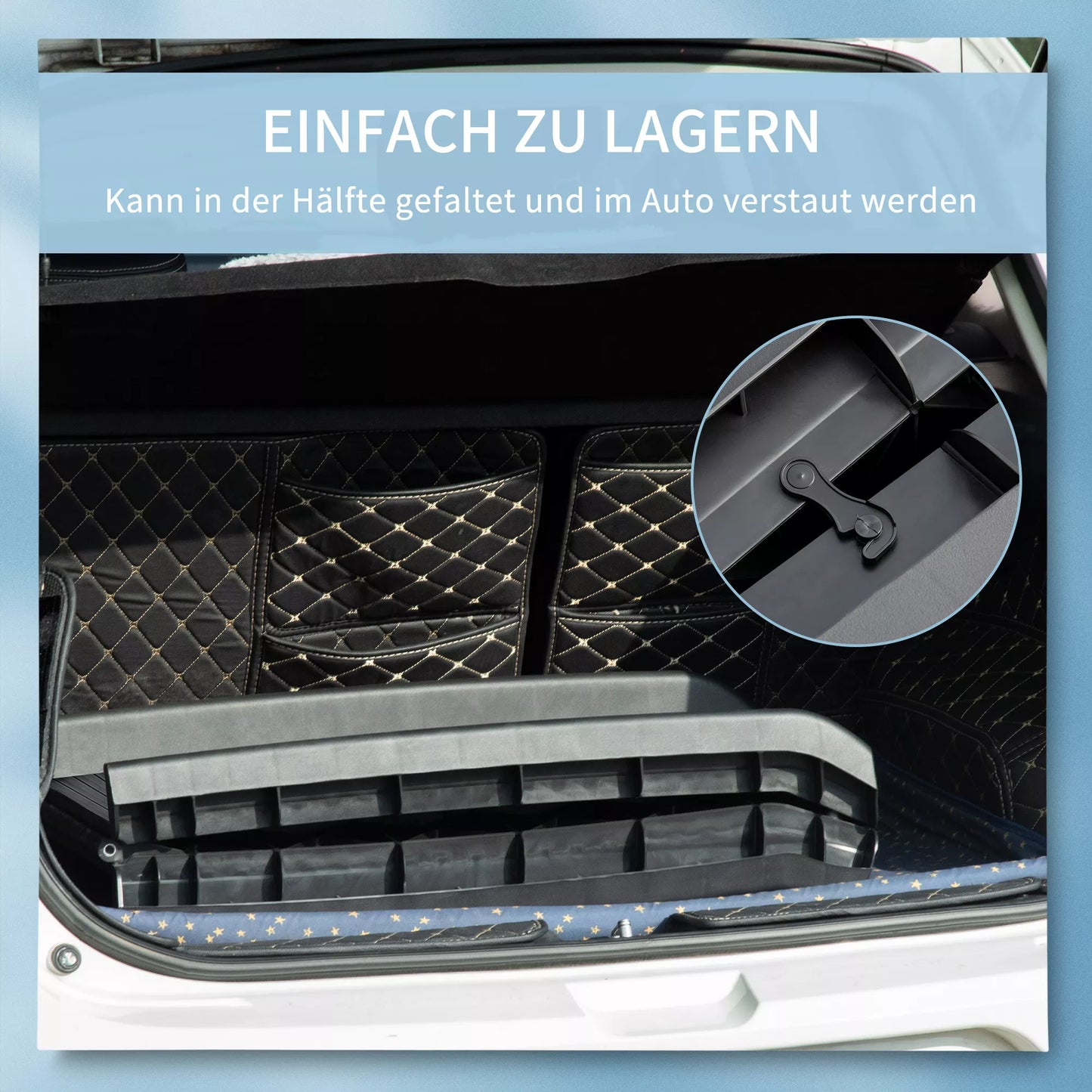 Šunų rampa, nešiojama gyvūnams skirta automobilinė rampa, sulankstoma, plastikinė, juoda, 155 x 39 x 14cm