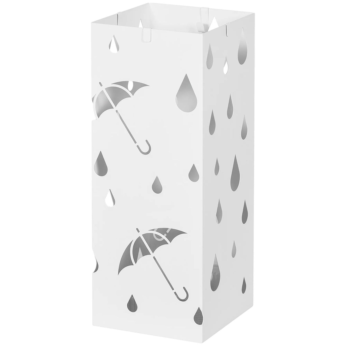 Skėčių stovas, 4 kabliukai, lašų padėklas, plienas, baltas