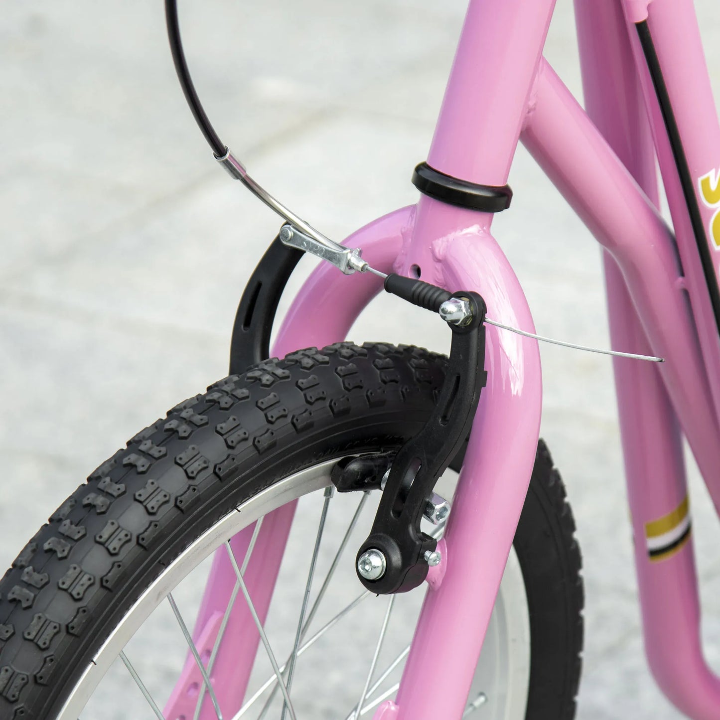 Vaikiškas paspirtukas su pripučiamomis padangomis ir rankiniu stabdžiu, 16 colių, reguliuojamo aukščio paspirtukas berniukams ir mergaitėms nuo 5 metų, Kickboard Cityroller, rožinis