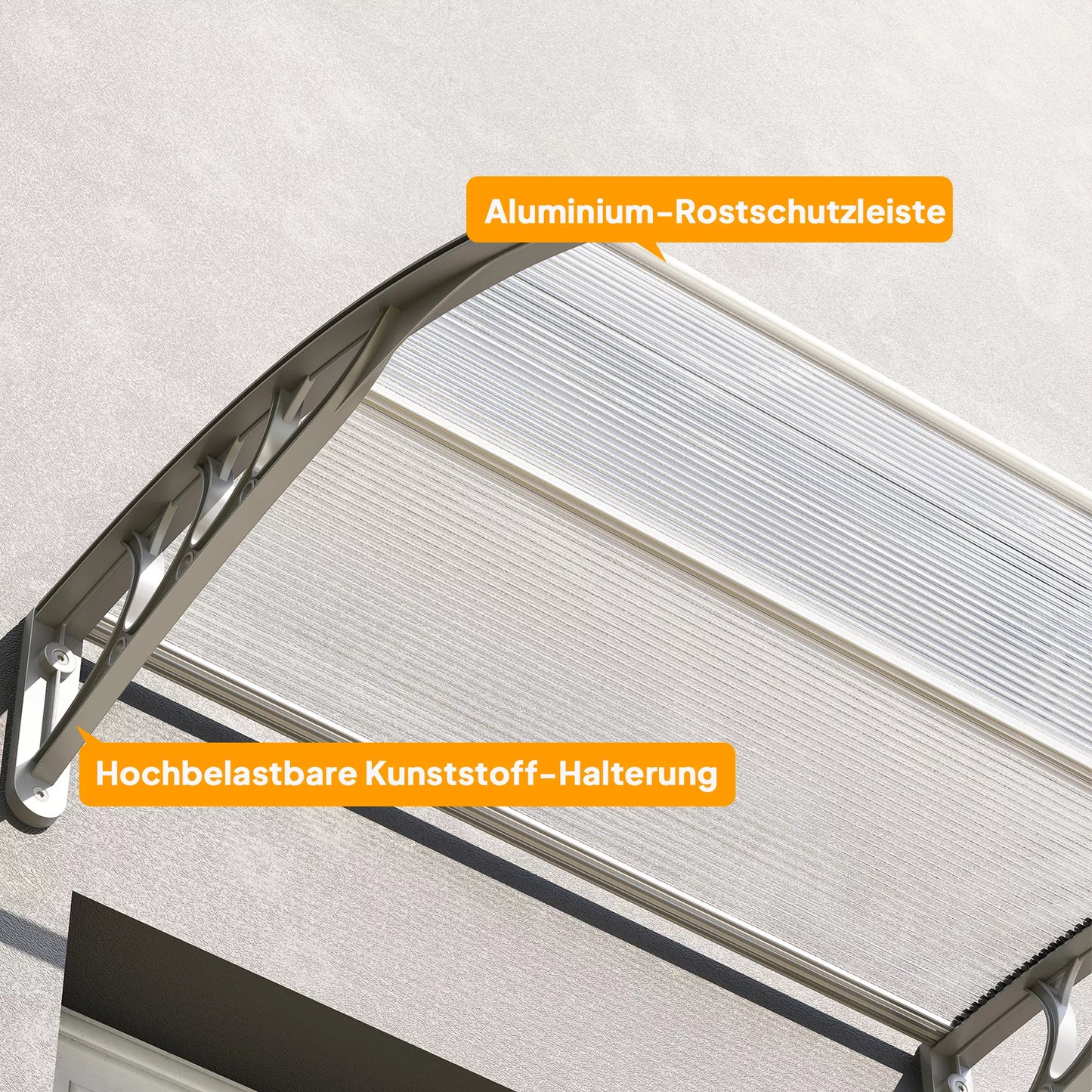 Stogelis prie įėjimo, Stogelis virš durų, Stogelis įėjimams ir langams, 100I x 75P x 23A cm, Sidabrinis