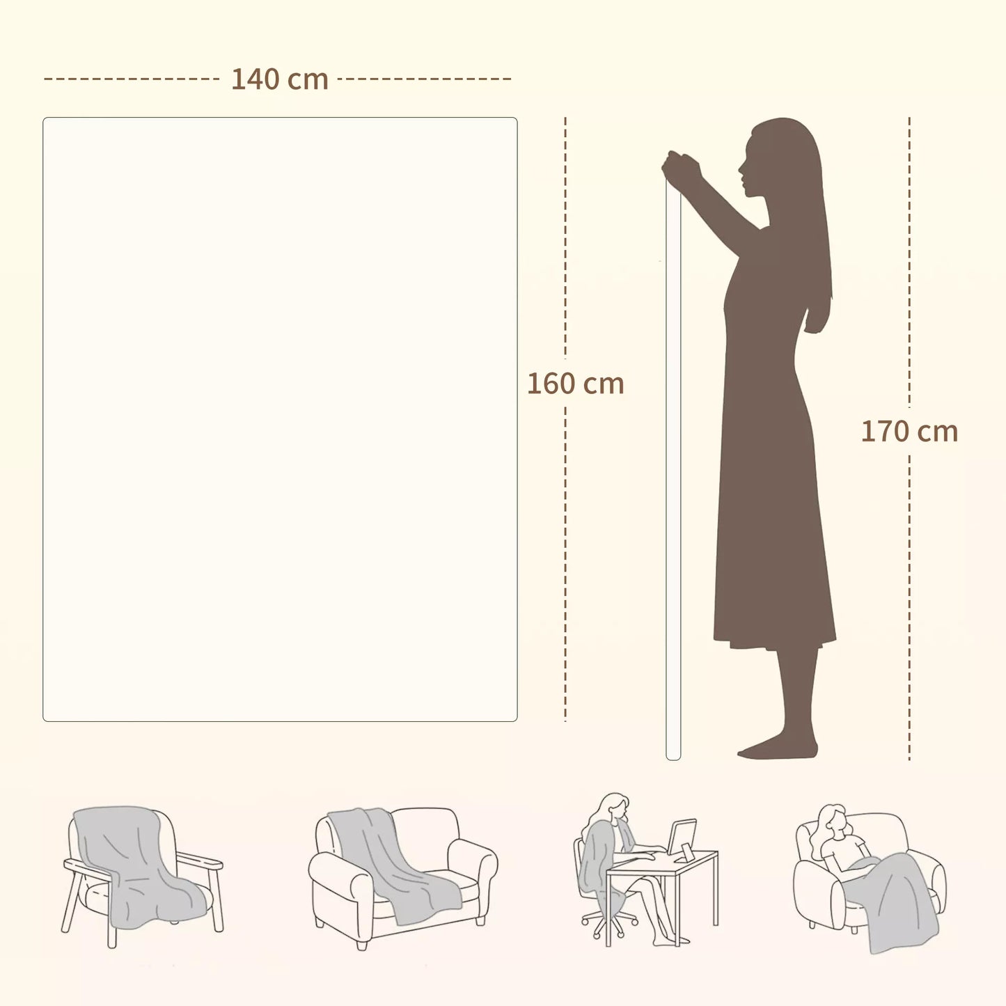 Šildoma antklodė su dviejų zonų valdymu 160 x 140 cm, skalbiama skalbimo mašinoje, su 5 šildymo lygiais, 10 valandų laikmačiu, apsauga nuo perkaitimo